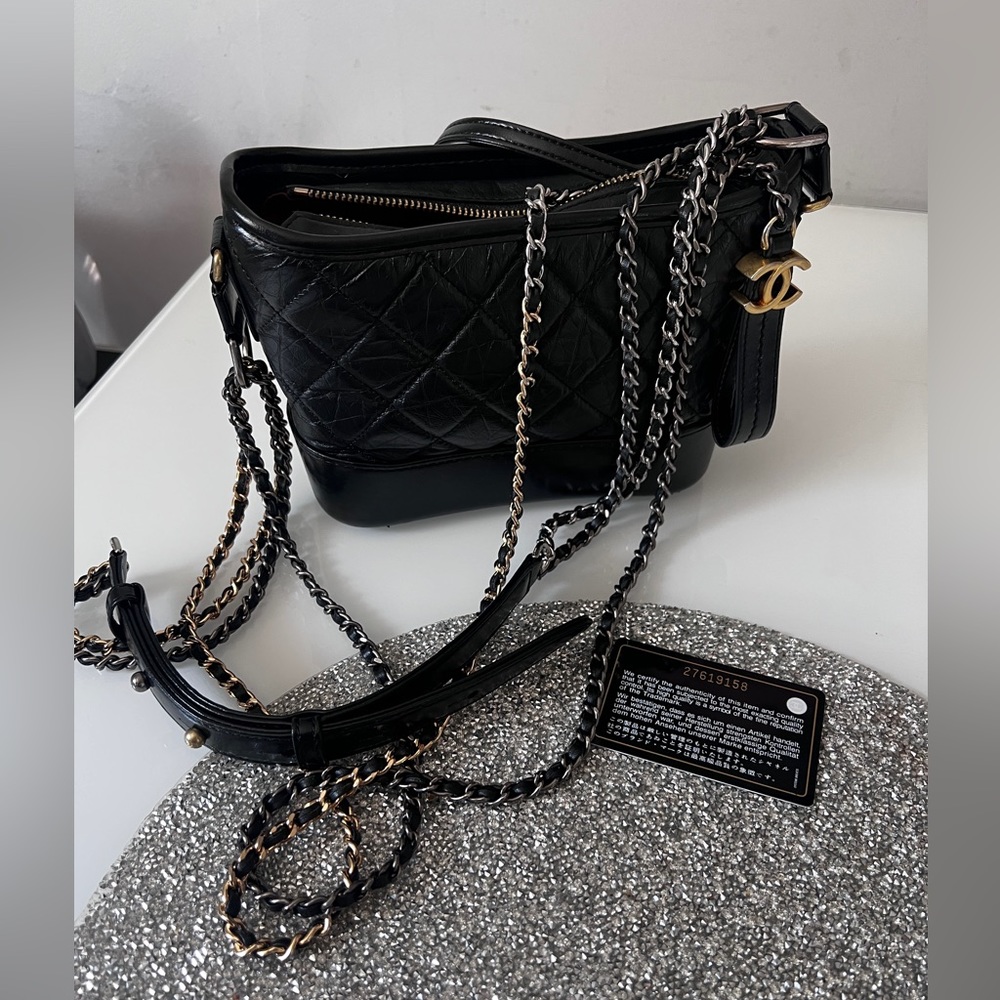 CHANEL Black Crossbody Bag with Gold Accents 100% Authentic